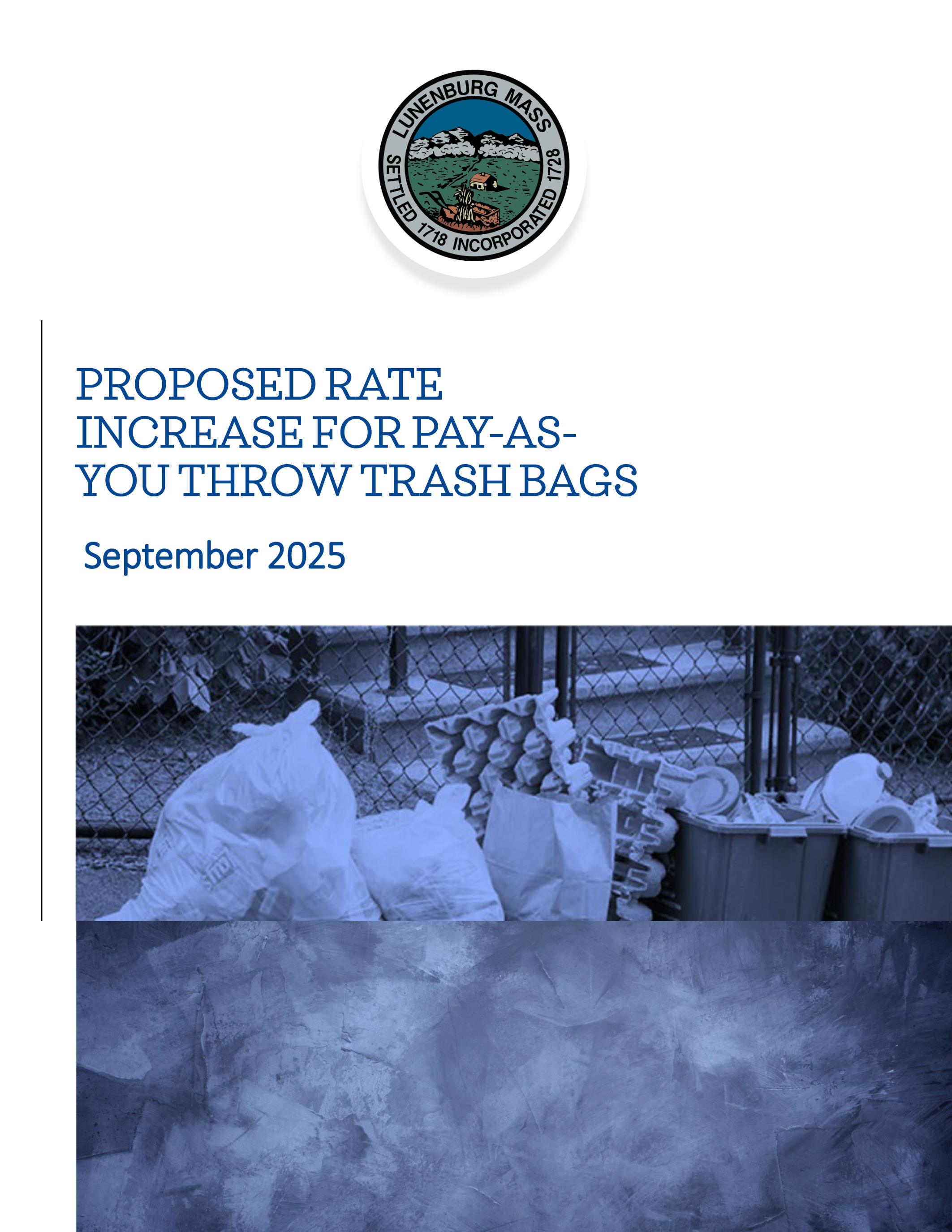 Rate Increase for Pay-As-You-Throw Trash Bags