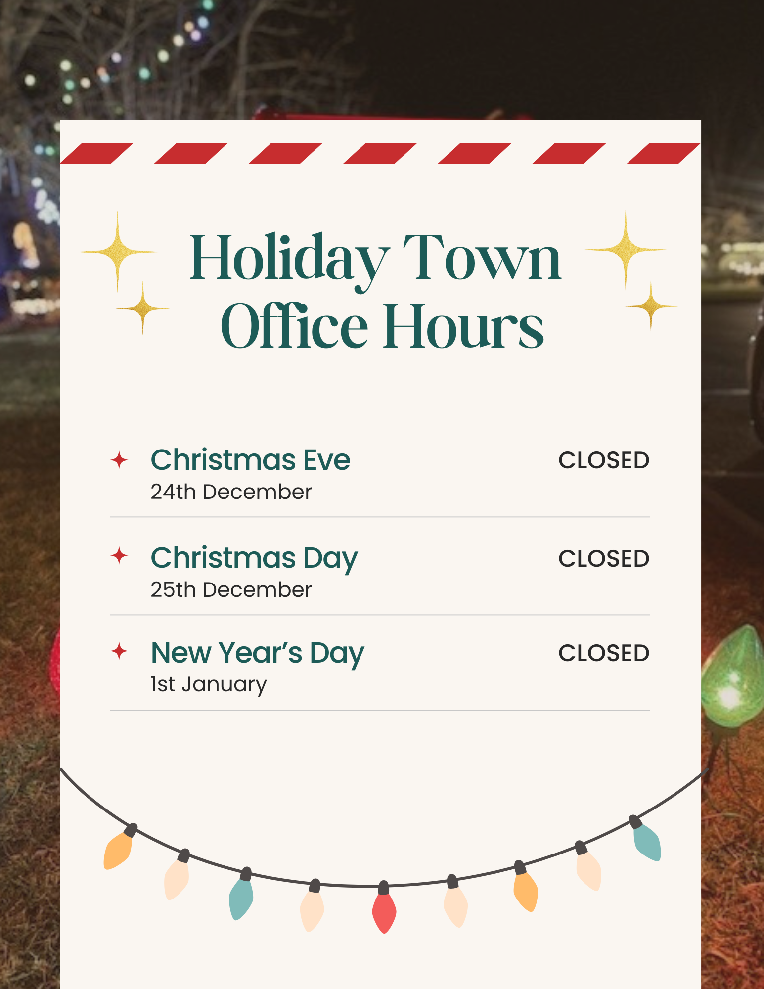 Holiday Town Office Hours